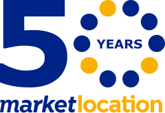 market location logo highlighting 50 years